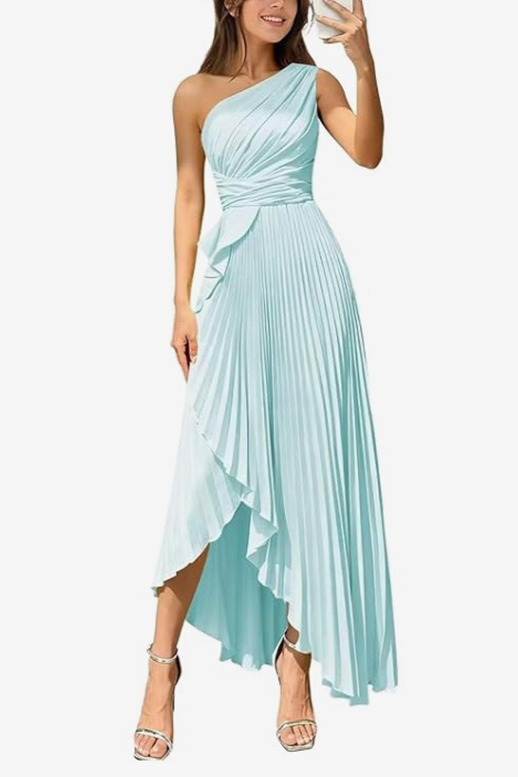 Asymmetrical Maxi Satin Dresses CS1076CR - 3 Days / Light Blue / US12 - COCOMELODY